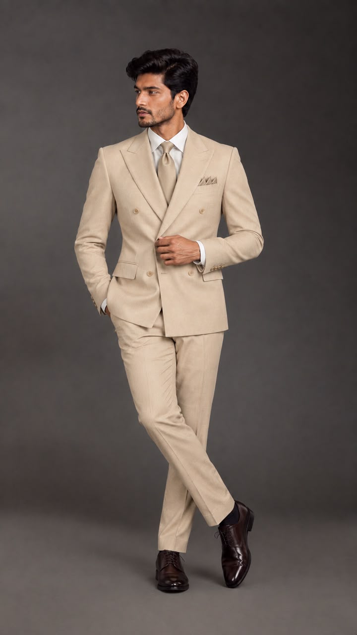 Ivory Double-Breasted Suit